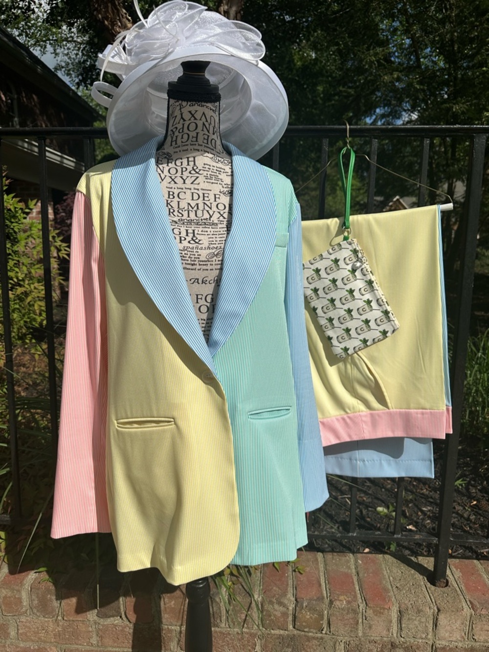 The Ultimate Derby Women’s power suit ~ Color Block pastel Stripe - Picture 4 of 6